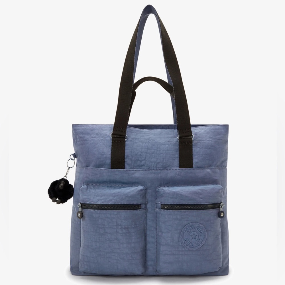 Kipling Slate Blue Tote with Black Accents